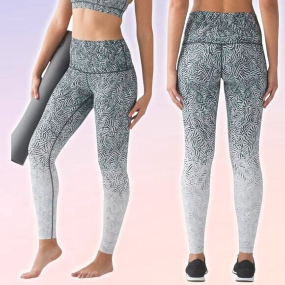 LULULEMON Wunder Under Pant Size 6 Dazzle Wunder Under 50g Alpine White Black - Picture 1 of 12